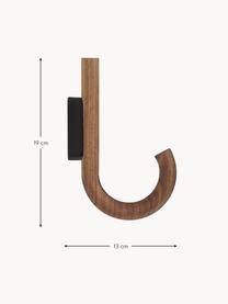 Gancio da parete in legno di noce Umbrella, in diverse dimensioni, Legno di noce, nero, Larg. 6 x Alt. 13 cm