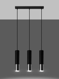 Hanglamp Longbot in zwart-chroom, Lampenkap: gecoat staal, Baldakijn: gecoat staal, Zwart, chroomkleurig, B 40 cm x H 30 cm