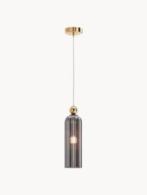 Lampada a sospensione piccola Antic, Paralume: vetro, Grigio scuro, dorato, Ø 10 x Alt. 38 cm