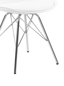 Esszimmerstühle Eris mit gepolsteter Sitzfläche in Weiß, 2 Stück, Sitzfläche: Kunstleder (Polyurethan) , Sitzschale: Kunststoff, Beine: Metall, pulverbeschichtet, Weiß, Chrom, B 49 x T 54 cm