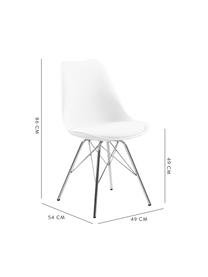 Sillas de plático Eris, 2 uds., Asiento: plástico, Asiento: cuero sintético, Patas: metal, cromado, Blanco, cromo, An 49 x F 54 cm