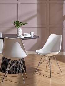 Krzesło z tworzywa sztucznego Eris, 2 szt., Nogi: metal chromowany, Biały, chrom, S 49 x G 54 cm