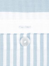 Funda nórdica doble cara de algodón a rayas Lorena, Azul claro, blanco crema, Cama 150/160 cm (240 x 220 cm)