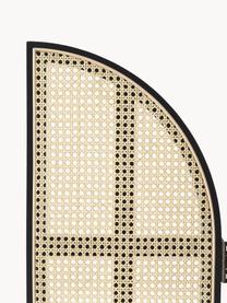 Specchio da terra con paravento in rattan Aura, Cornice: pannello di fibra a media, Intreccio viennese: rattan, Superficie dello specchio: lastra di vetro, Nero, marrone chiaro, Larg. 172 x Alt. 180 cm