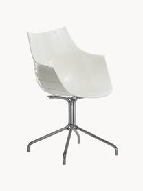 Chaise pivotante en plastique Meridiana, Blanc cassé, argenté, larg. 58 x prof. 55 cm