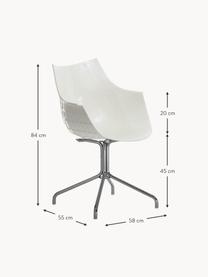 Krzesło obrotowe z tworzywa sztucznego Meridiana, Nogi: stal chromowana, Złamana biel, odcienie srebrnego, S 58 x G 55 cm