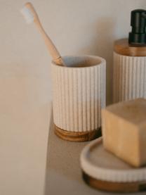 Vaso cepillo de dientes con madera Laura, Plástico, madera de acacia, Beige claro, madera de acacia, Ø 8 x Al 11 cm