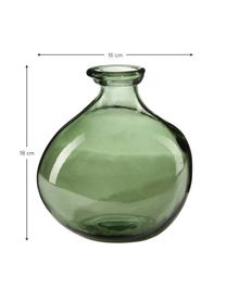 Vaso bottiglia Dina, Vetro riciclato, certificato GRS, Verde, Ø 16 x Alt. 18 cm