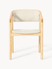 Židle s područkami a čalouněním Gali, Krémově bílá, světle jasanové dřevo, Š 54 cm, H 54 cm