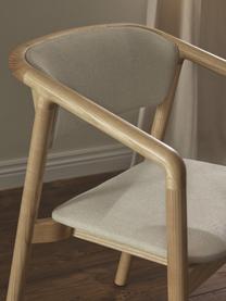 Silla tapizada con reposabrazos Gali, Tapizado: poliéster Alta resistenci, Estructura: madera de fresno, contrac, Blanco crema, madera de fresno, An 56 x F 55 cm