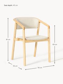 Silla tapizada con reposabrazos Gali, Tapizado: poliéster Alta resistenci, Estructura: madera de fresno, contrac, Blanco crema, madera de fresno, An 56 x F 55 cm