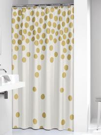 Cortina de baño Spots, Ojales: metal, Blanco, dorado, An 180 x L 200 cm