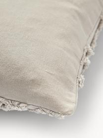 Housse de coussin en percale de coton avec ornements tuftés Faith, 100 % coton, Beige clair, larg. 40 x long. 60 cm