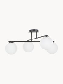 Plafondlamp Atlanta van opaalglas, Wit, zwart, B 65 x H 30 cm