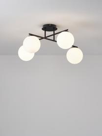 Lampa sufitowa ze szkła opalowego Atlanta, Biały, czarny, S 65 x W 30 cm