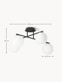 Lampa sufitowa ze szkła opalowego Atlanta, Biały, czarny, S 65 x W 30 cm