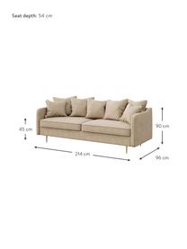 Sofá Esme (3 plazas), Tapizado: 100% poliéster Alta resis, Asiento: muelles ondulados, espuma, Estructura: madera dura, madera bland, Patas: metal recubierto, Tejido beige, An 214 x F 96 cm