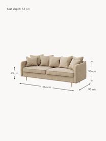 Sofá Esme (3 plazas), Tapizado: 100% poliéster Alta resis, Asiento: muelles ondulados, espuma, Estructura: madera dura, madera bland, Patas: metal recubierto, Tejido beige, An 214 x F 96 cm