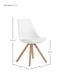 Sedia con seduta in similpelle Max 2 pz, Seduta: similpelle, plastica PVC , Seduta: materiale sintetico, Gambe: legno di faggio, Bianco, Larg. 46 x Prof. 54 cm