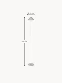 Kleine mobiele LED vloerlamp Hygge, dimbaar, Metaal, gecoat, Lichtgrijs, H 134 cm