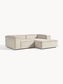 Modulares Ecksofa Lennon aus Cord, Bezug: Cord (92 % Polyester, 8 %, Gestell: Massives Kiefernholz, Spe, Füße: Kunststoff Dieses Produkt, Cord Hellbeige, B 238 x T 180 cm, Eckteil links