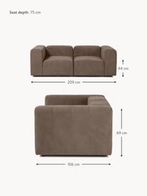 Modulares Sofa Lena (3-Sitzer), Bezug: Webstoff (88% Polyester, , Gestell: Kiefernholz, Schichtholz,, Füße: Kunststoff, Webstoff Dunkelbraun, B 209 x T 106 cm