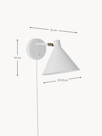 Wandlamp Jordan met stekker, Lampenkap: gecoat metaal, Wit, B 20 x D 31 cm