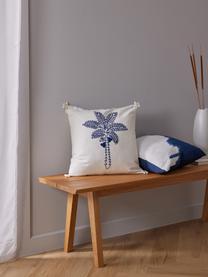 Poszewka na poduszkę z jedwabiu Aryane, Ciemny niebieski, biały, S 45 x D 45 cm