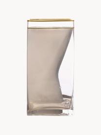 Glazen vaas Two Of Spades, H 30 cm, Vaas: glas, Rand: goudkleurig, Two Of Spades, B 15 x H 30 cm