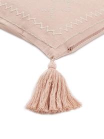 Federa arredo ricamata Huata, Cotone, Rosa, taupe, beige, Larg. 45 x Lung. 45 cm