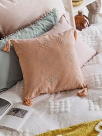 Housse de coussin ethno brodée Huata, Rose, taupe, beige