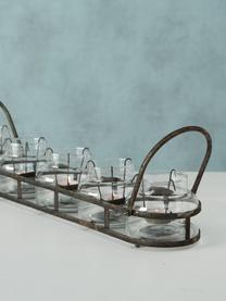 Set de portavelas Zuma, 6 pzas., Portavelas: vidrio, Transparente, metal con efecto envejecido, An 64 x Al 13 cm