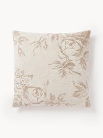 Housse de coussin 50x50 motif jacquard Breight, 100 % coton, Beige clair, brun, larg. 50 x long. 50 cm