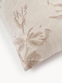 Housse de coussin 50x50 motif jacquard Breight, 100 % coton, Beige clair, brun, larg. 50 x long. 50 cm