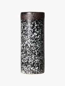 Ručne maľovaná keramická váza s reaktívnou glazúrou 70's, Keramika, Čierna, biela, Ø 8 x V 19 cm