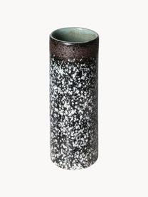 Jarrón artesanal de cerámica esmaltada 70s, 19 cm, Cerámica, Negro, blanco, Ø 8 x Al 19 cm