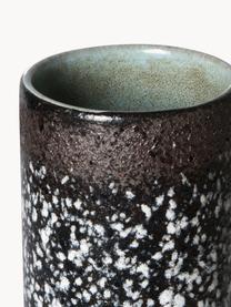 Handbemalte Keramik-Vase 70's mit reaktiver Glasur, H 19 cm, Keramik, Schwarz, Weiss, Ø 8 x H 19 cm