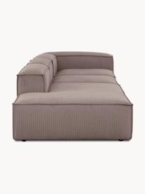 Modulaire XL chaise longue Lennon van corduroy, Bekleding: corduroy (92% polyester, , Frame: massief grenenhout, multi, Poten: kunststof De poten bevind, Corduroy taupe, B 357 x D 119 cm, rugleuning rechts