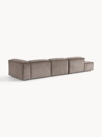 Diván modular grande de pana Lennon, Tapizado: pana (92% poliéster, 8% p, Estructura: madera contrachapada de p, Patas: plástico Las patas están , Pana gris pardo, An 357 x F 119 cm, respaldo derecho