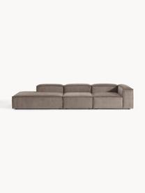 Modulaire XL chaise longue Lennon van corduroy, Bekleding: corduroy (92% polyester, , Frame: massief grenenhout, multi, Poten: kunststof De poten bevind, Corduroy taupe, B 357 x D 119 cm, rugleuning rechts