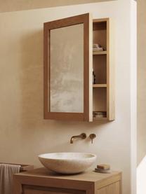 Mobiletto pensile da bagno con specchio Plubia, Struttura: legno di teak, Legno di teak, lastra di vetro, Larg. 50 x Alt. 70 cm