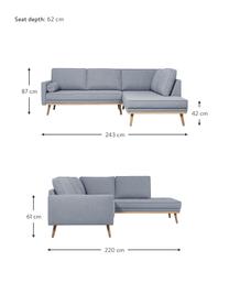Canapé d'angle 3 places bleu-gris Saint, Tissu bleu-gris, larg. 243 x prof. 220 cm