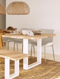 Eettafel Oliver met massief houten blad, Zitvlak: geolied massief wild eike, Poten: gepoedercoat metaal, Wild eiken, wit, B 180 x D 90 cm