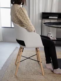 Krzesło z podłokietnikami z tapicerowanym siedziskiem Luna, 2 szt., Nogi: drewno bukowe, lakierowan, Biały, S 52 x W 81 cm