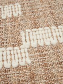 Handgemaakt jute vloerkleed Kerala met franjes, 68% jute, 23% katoen, 9% wol, Bruin, crèmewit, B 80 x L 150 cm (maat XS)