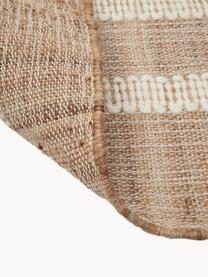 Ręcznie wykonany dywan z juty z frędzlami Kerala, 68% juta, 23% bawełna, 9% wełna, Brązowy, kremowobiały, S 80 x D 150 cm (Rozmiar XS)