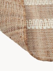 Handgemaakt jute vloerkleed Kerala met franjes, 68% jute, 23% katoen, 9% wol, Bruin, crèmewit, B 80 x L 150 cm (maat XS)