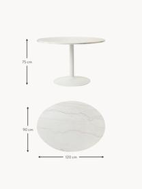 Table ovale en marbre Miley, 120 x 90 cm, Blanc, marbré, larg. 120 x prof. 90 cm