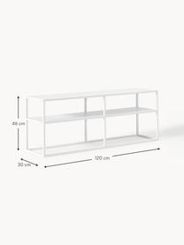 Meuble TV en métal Neptun, Métal, revêtement par poudre, Blanc, larg. 120 x haut. 46 cm