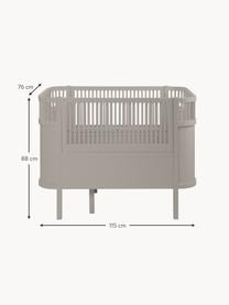 Uitschuifbaar babybedje Baby & Junior van berkenhout, 70 x 110/150 cm, Gelakt berkenhout, Taupe, B 70 x L 110/150 cm